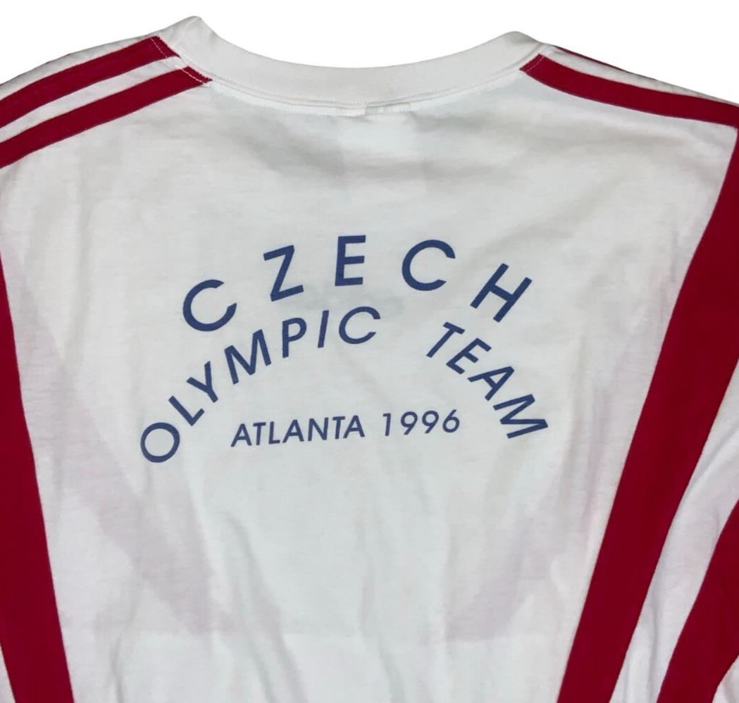 VTG RARE ADIDAS WHITE RED BLUE 1996 CZECH OLYMPIC TEAM ATLANTA SPORTS TEE XL
