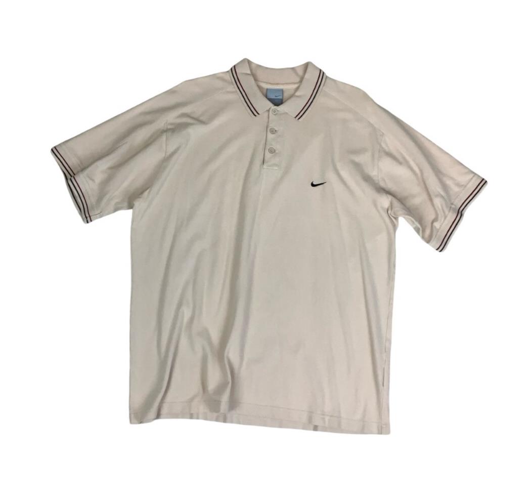 VTG 2000s NIKE BEIGE TAN CASUAL TWIN TIPPED POLO T-SHIRT XL