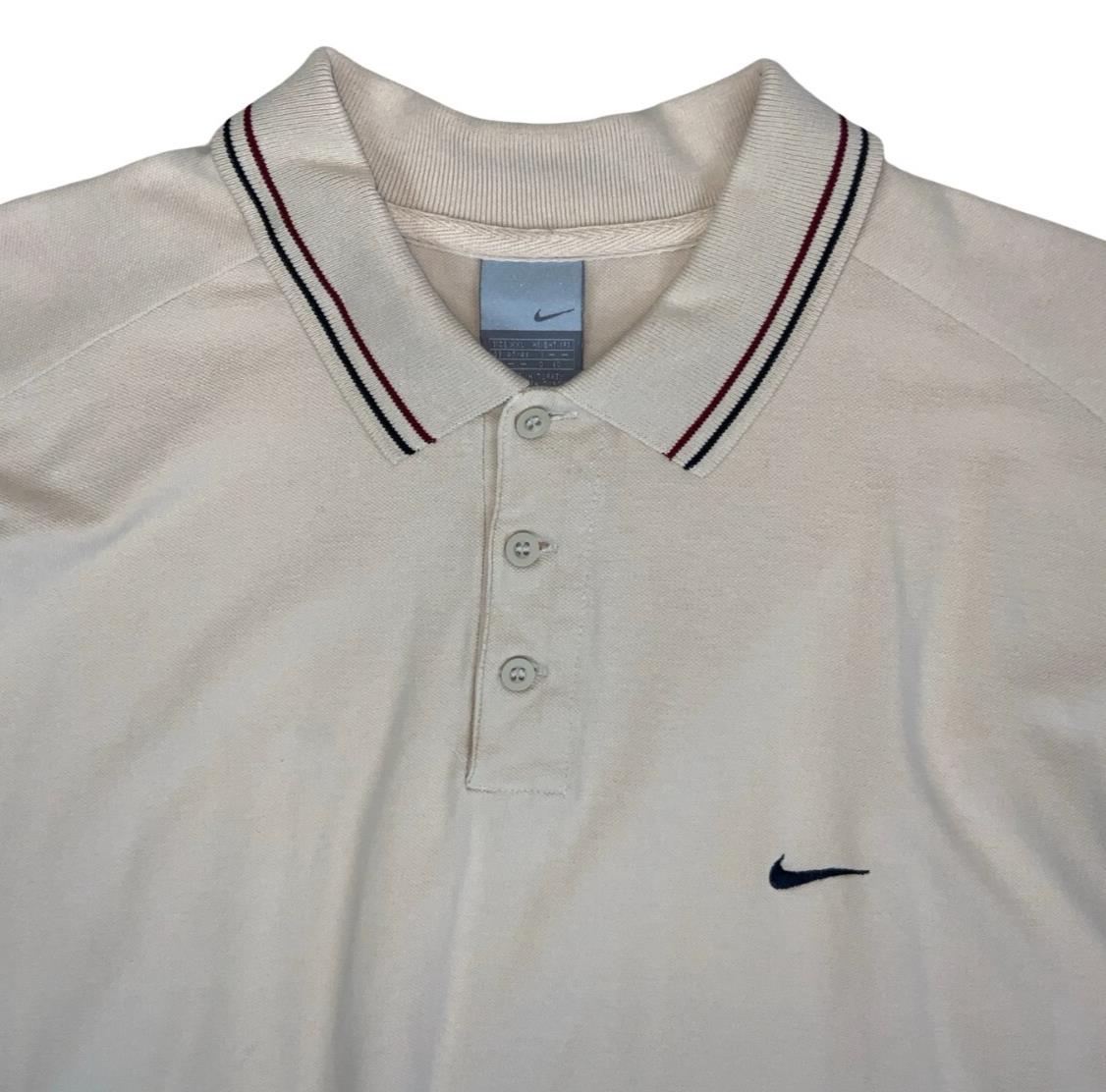 VTG 2000s NIKE BEIGE TAN CASUAL TWIN TIPPED POLO T-SHIRT XL