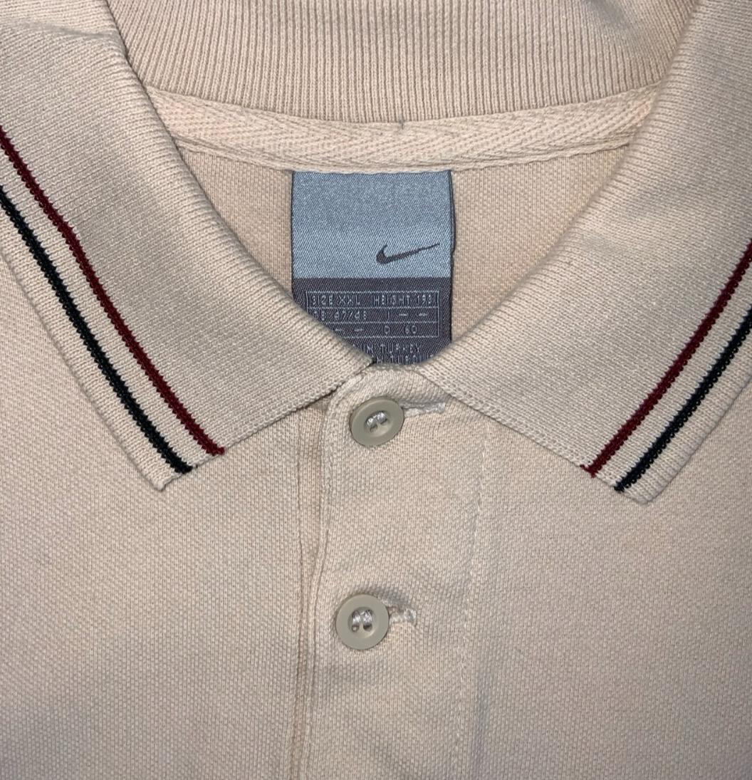VTG 2000s NIKE BEIGE TAN CASUAL TWIN TIPPED POLO T-SHIRT XL