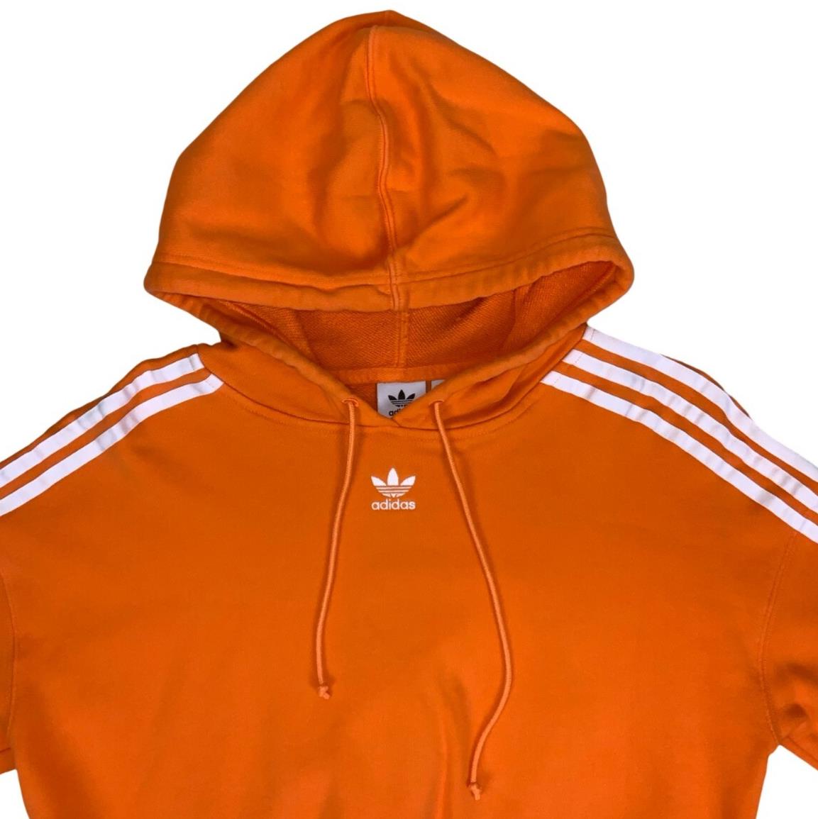 VTG 90S Y2K ADIDAS CROP ORANGE PULL-OVER HOODIE MEDIUM 14 16