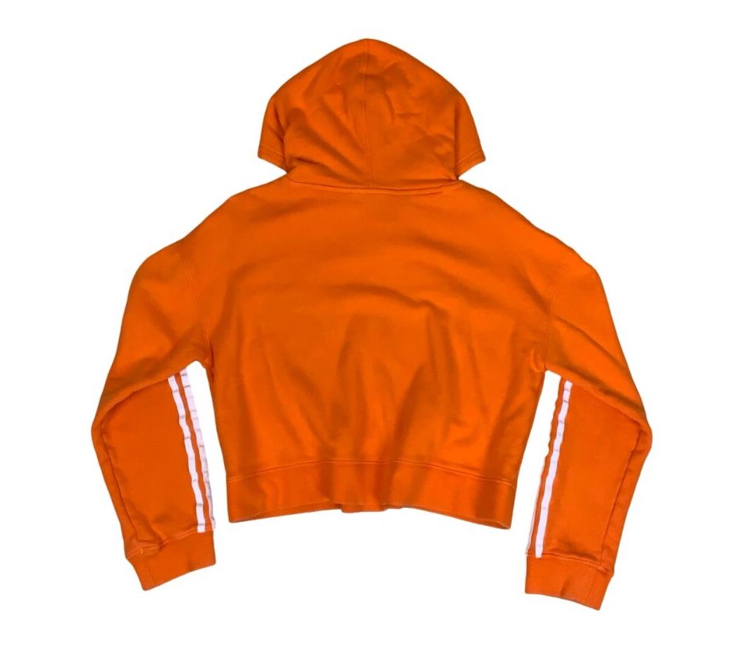 VTG 90S Y2K ADIDAS CROP ORANGE PULL-OVER HOODIE MEDIUM 14 16