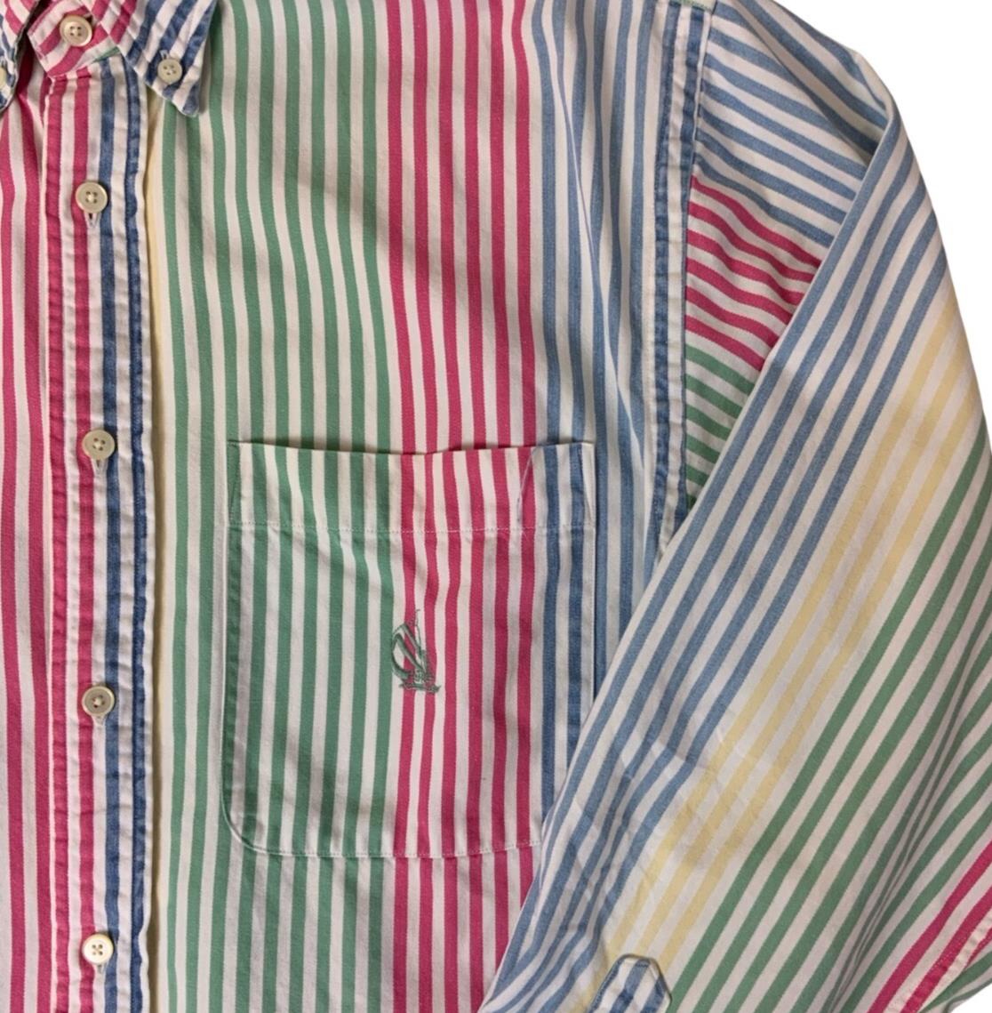 VTG Y2K NAUTICA MULTICOLOURED STRIPED LONG SLEEVED SHIRT M L