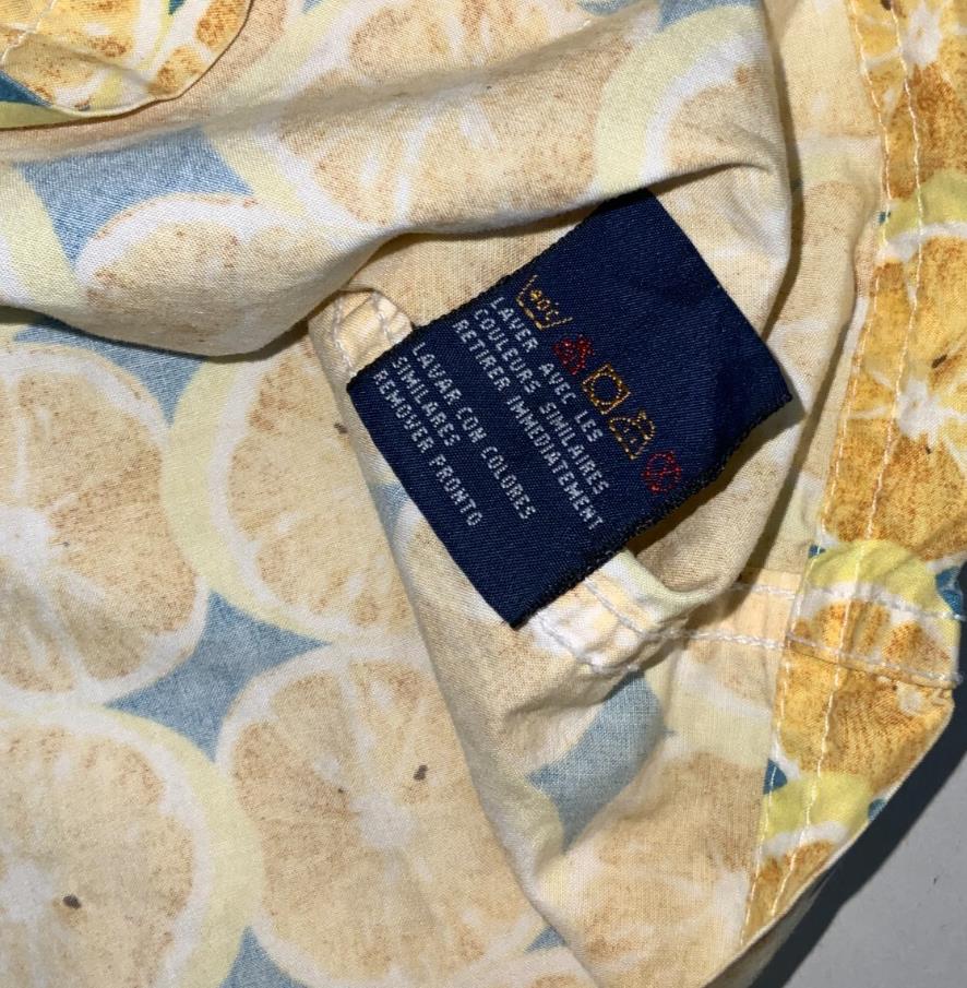 VTG 80S 90S TOMMY JEANS YELLOW BLUE LEMON SHORT SLEEVED SHIRT XL