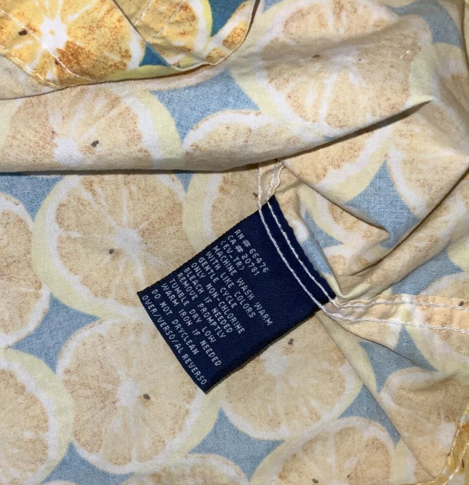VTG 80S 90S TOMMY JEANS YELLOW BLUE LEMON SHORT SLEEVED SHIRT XL