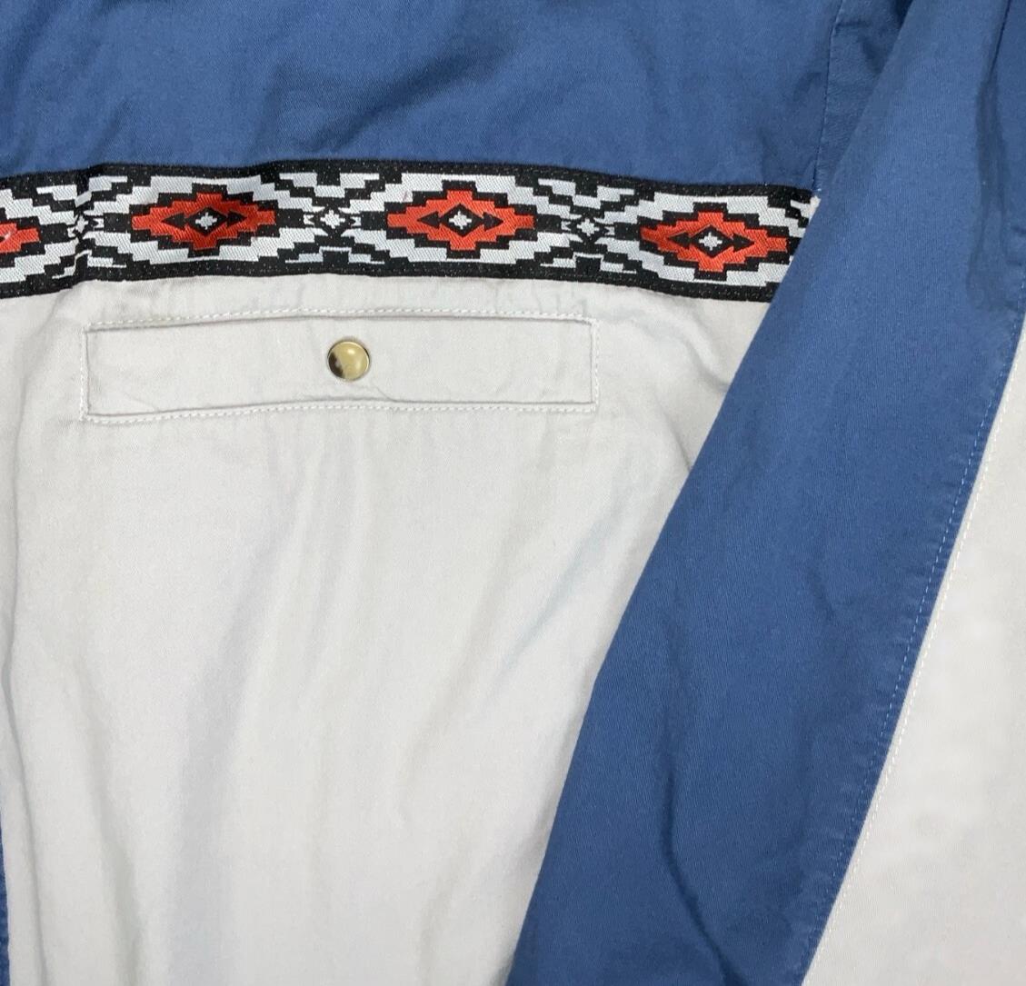 VTG 90S Y2K WRANGLER BLUE WHITE EMBROIDERED WESTERN LONG SLEEVED SHIRT XL