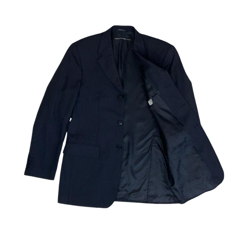 VTG GIANFRANCO FERRE STUDIO ITALIAN NAVY PINSTRIPED BLAZER COAT L