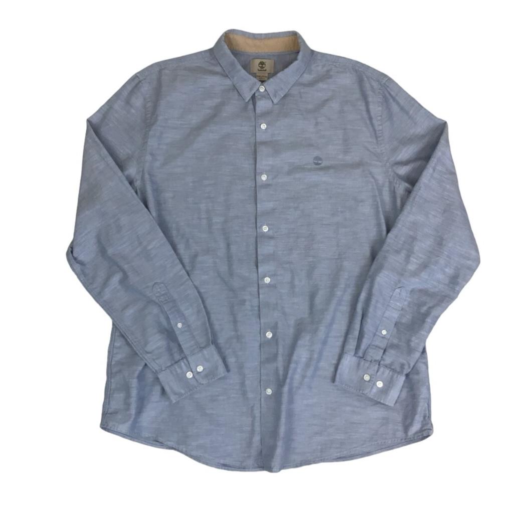 VTG 90S TIMBERLAND BLUE BUTTON-UP CASUAL LONG SLEEVED SHIRT 2XL