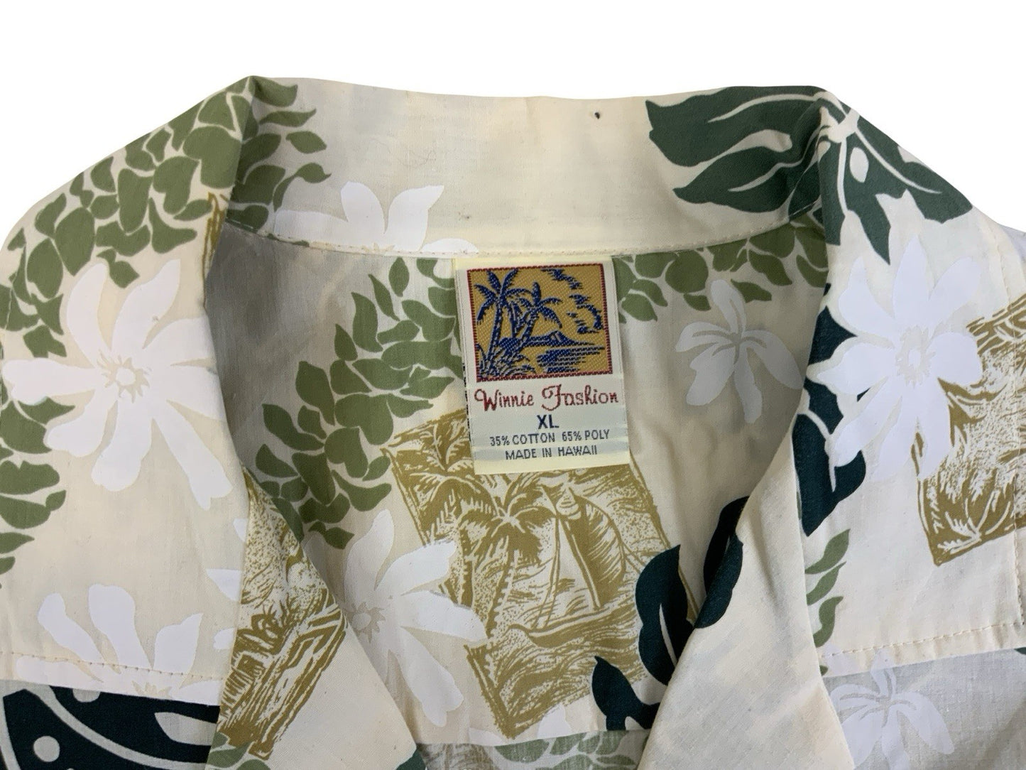VTG WINNIE MADE IN HAWAII HAWAIIAN ALOHA SHIRT TIKI ROCKABILLY SURF XL 46”