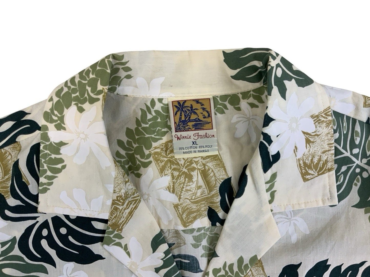 VTG WINNIE MADE IN HAWAII HAWAIIAN ALOHA SHIRT TIKI ROCKABILLY SURF XL 46”