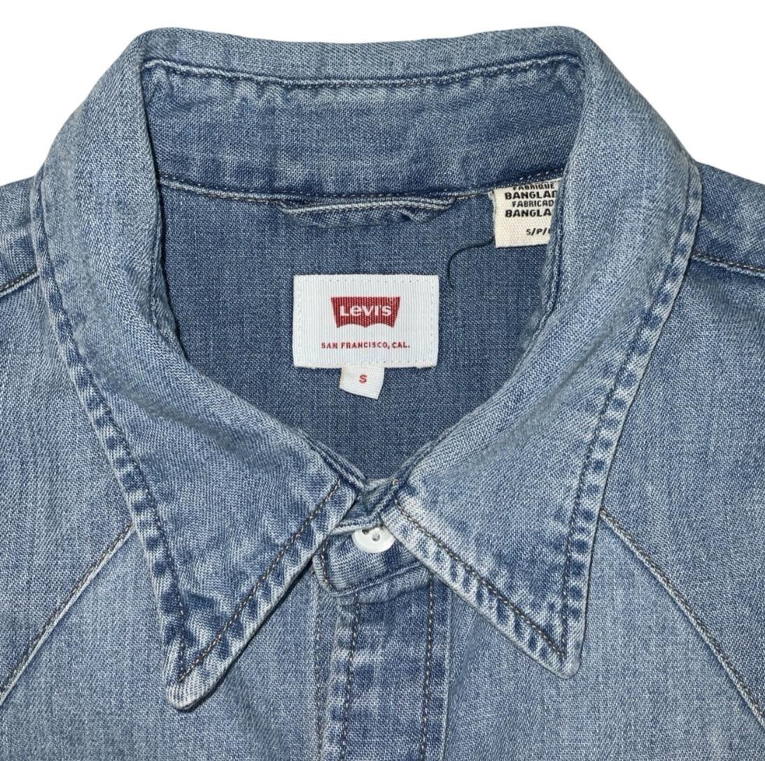 LEVI'S RED TAB LONG-SLEEVED BLUE DENIM PEARL SNAP WESTERN SHIRT SMALL 38"