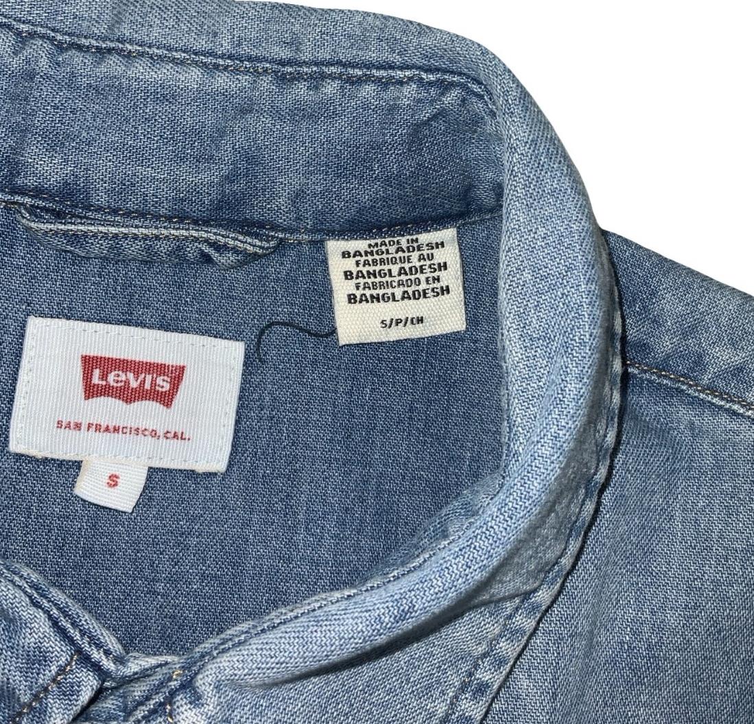 LEVI'S RED TAB LONG-SLEEVED BLUE DENIM PEARL SNAP WESTERN SHIRT SMALL 38"