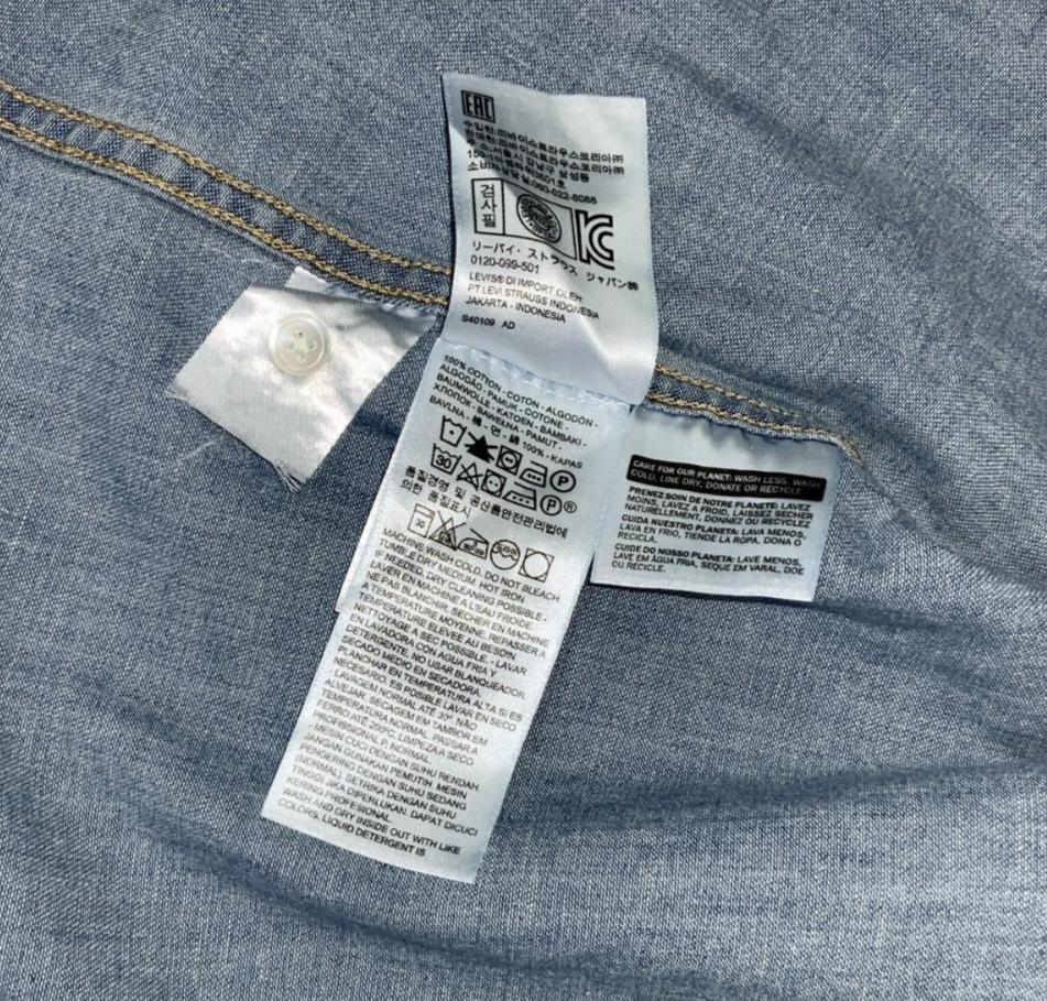 LEVI'S RED TAB LONG-SLEEVED BLUE DENIM PEARL SNAP WESTERN SHIRT SMALL 38"