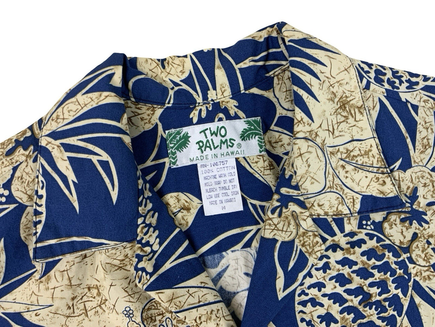 VTG TWO PALMS HAWAIIAN ALOHA SHIRT TIKI ROCKABILLY SURF M 43”