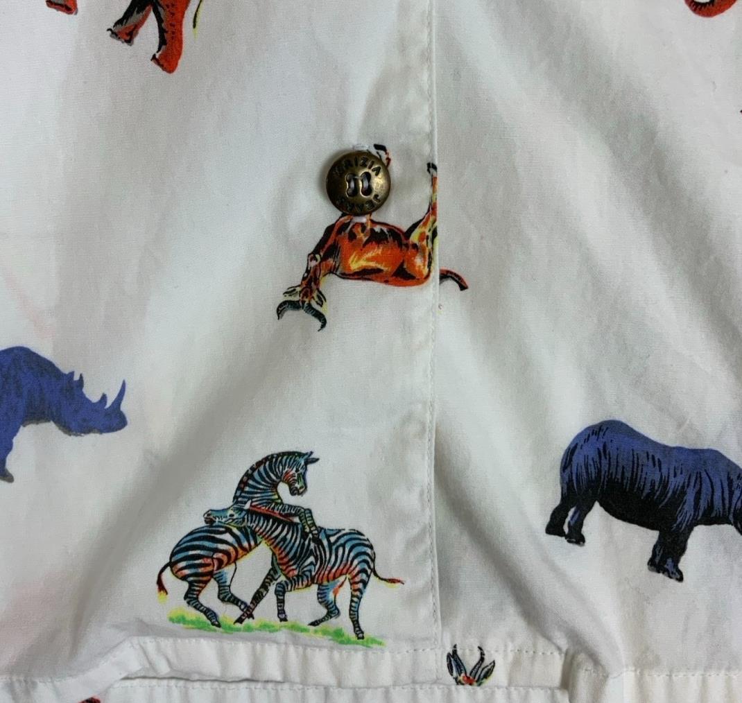 VTG 90s 00s KRIZIA WHITE ANIMAL SAFARI ZOO GRAPHIC BUTTON-UP SHIRT M 12