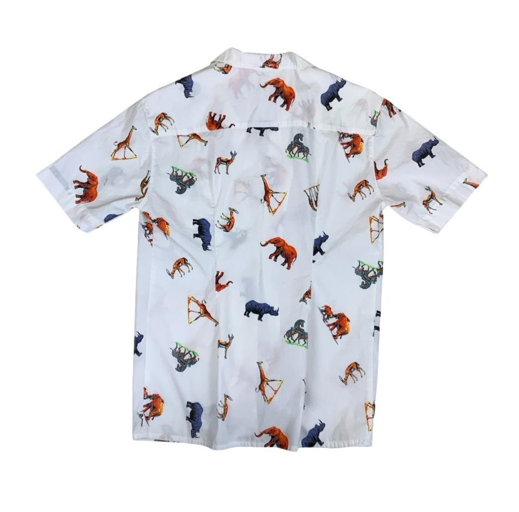 VTG 90s 00s KRIZIA WHITE ANIMAL SAFARI ZOO GRAPHIC BUTTON-UP SHIRT M 12