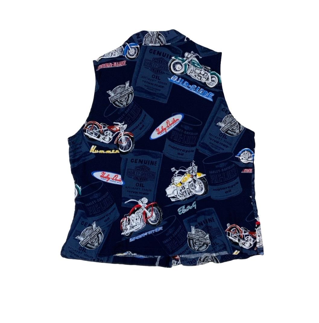 90S OFFICIAL HARLEY DAVIDSON GRUNGE BIKER GRAPHIC SLEEVELESS VEST BLOUSE M UK 12