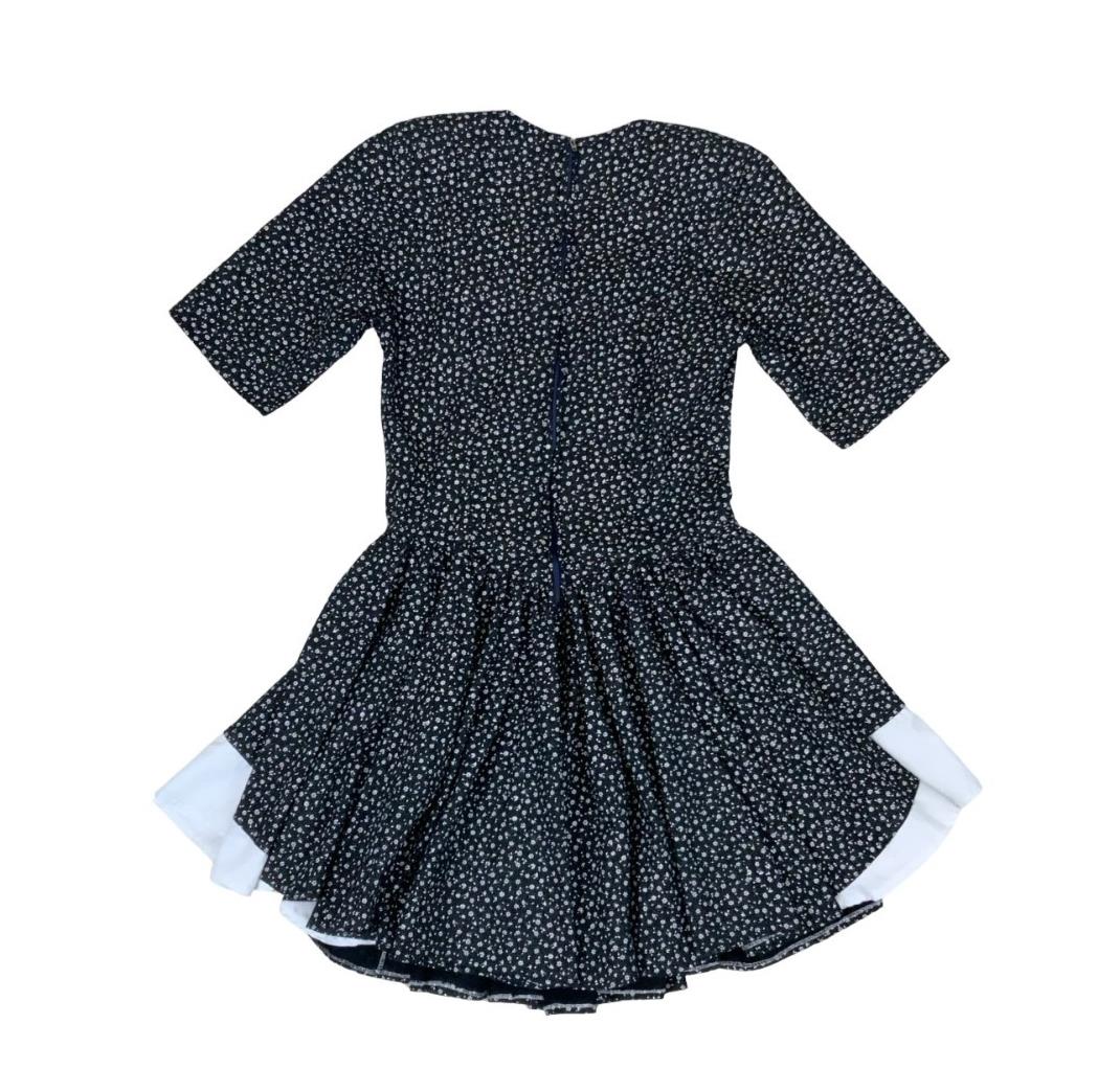 VTG 80S 90S MODA ITALIANA BLACK WHITE FLOWER MINI GRUNGE GOTHIC PIN-UP DRESS XS