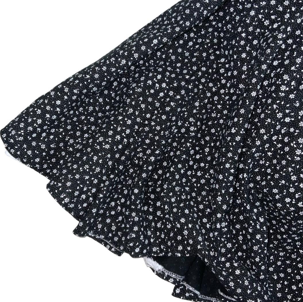 VTG 80S 90S MODA ITALIANA BLACK WHITE FLOWER MINI GRUNGE GOTHIC PIN-UP DRESS XS