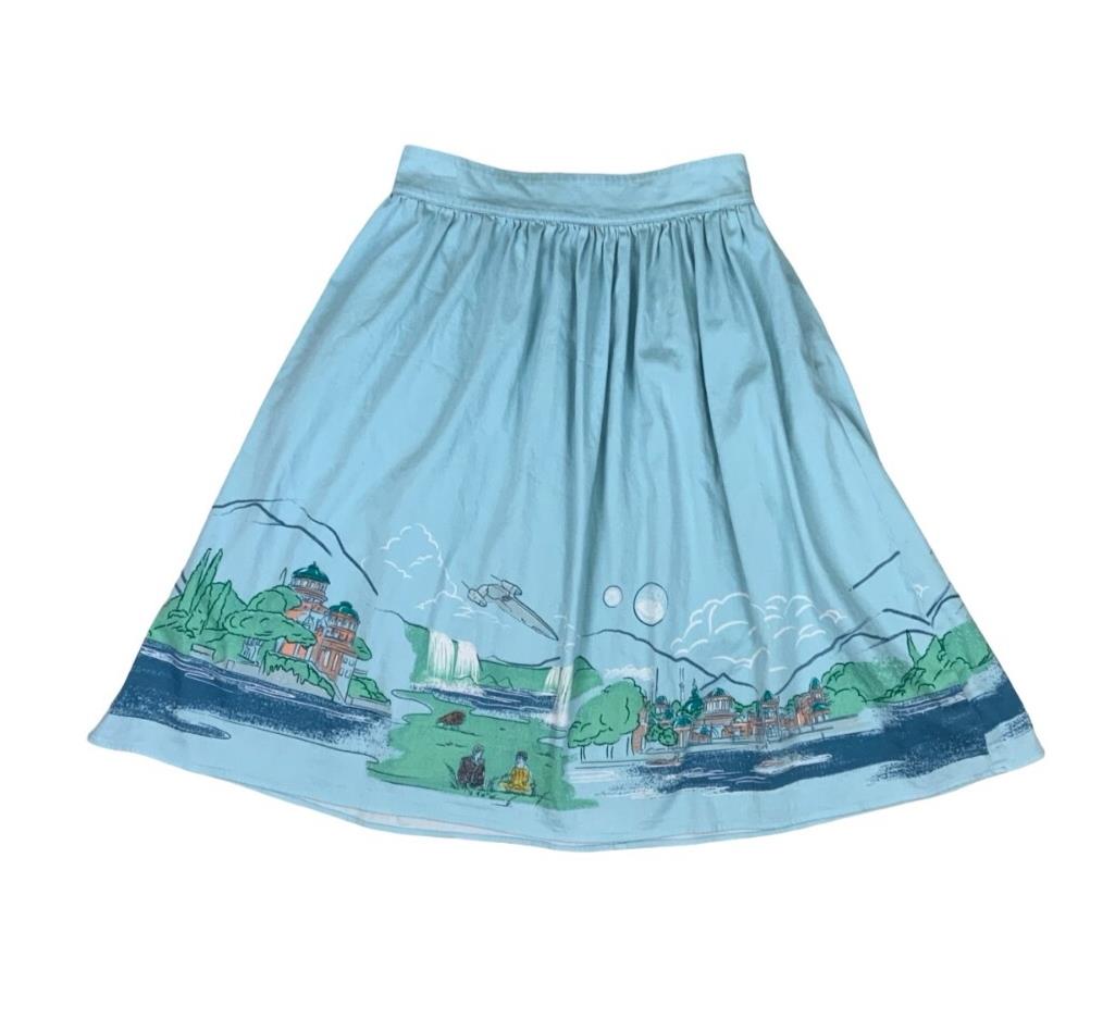 HER UNIVERSE STAR WARS NABOO LANDSCAPE WOVEN RETRO MIDI SKIRT X-SMALL 4 6