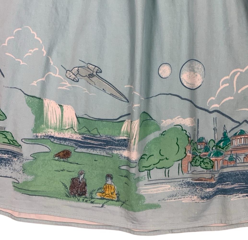 HER UNIVERSE STAR WARS NABOO LANDSCAPE WOVEN RETRO MIDI SKIRT X-SMALL 4 6