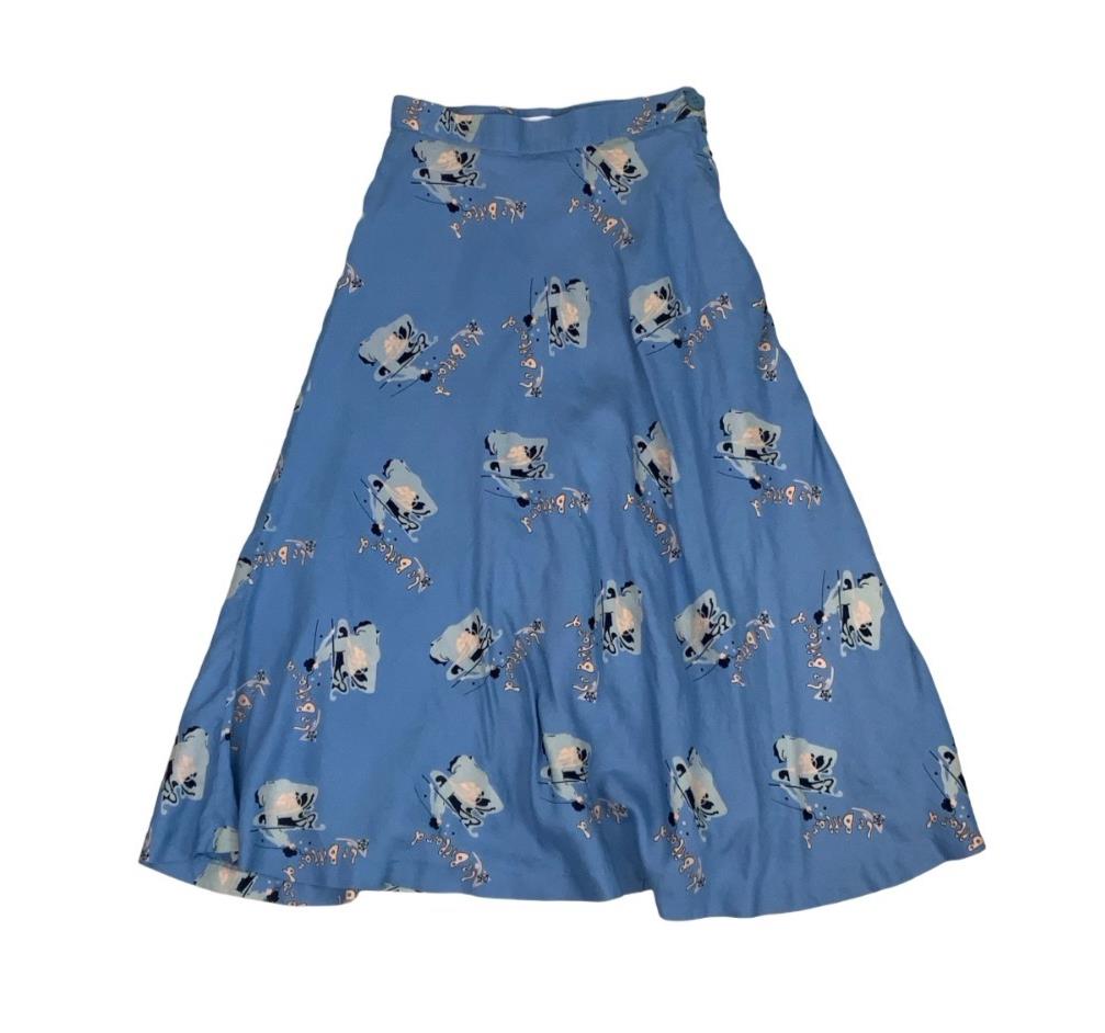 VTG LOUIS LONDON BLUE A-LINE SNOOKER GRAPHIC 'LE BILLARD' HIGH WAIST SKIRT 4