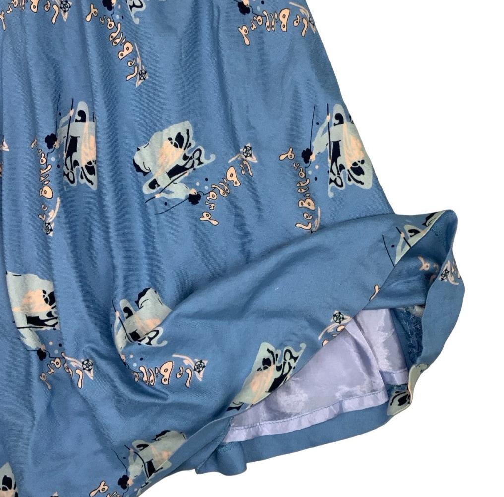 VTG LOUIS LONDON BLUE A-LINE SNOOKER GRAPHIC 'LE BILLARD' HIGH WAIST SKIRT 4