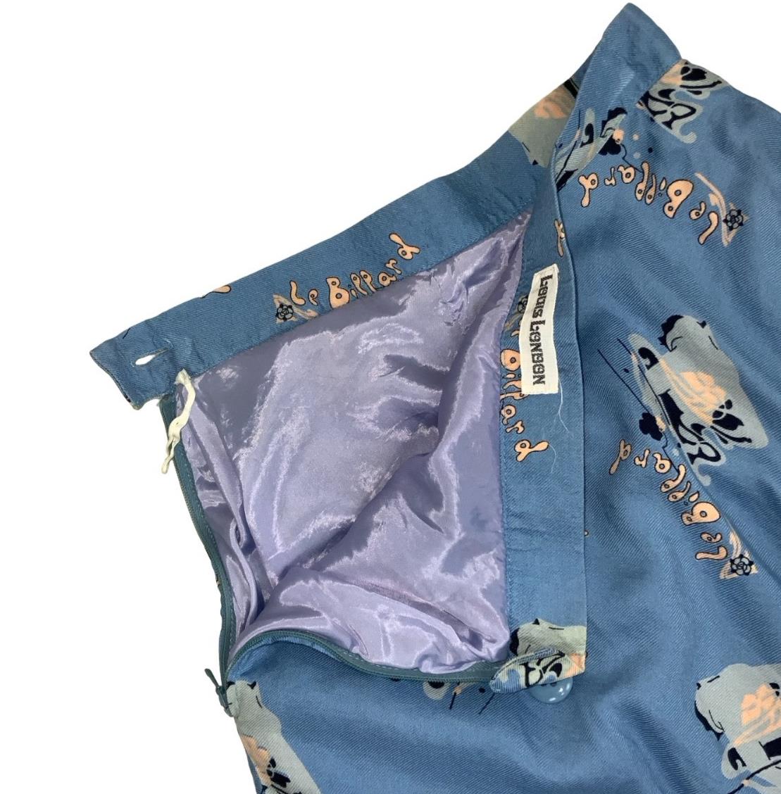 VTG LOUIS LONDON BLUE A-LINE SNOOKER GRAPHIC 'LE BILLARD' HIGH WAIST SKIRT 4