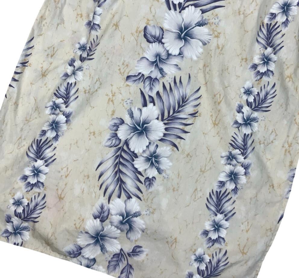 VTG 'HALEKULANI' HAWAIIAN WHITE BLUE FLORAL SLEEVELESS MAXI SUMMER DRESS S 8 10