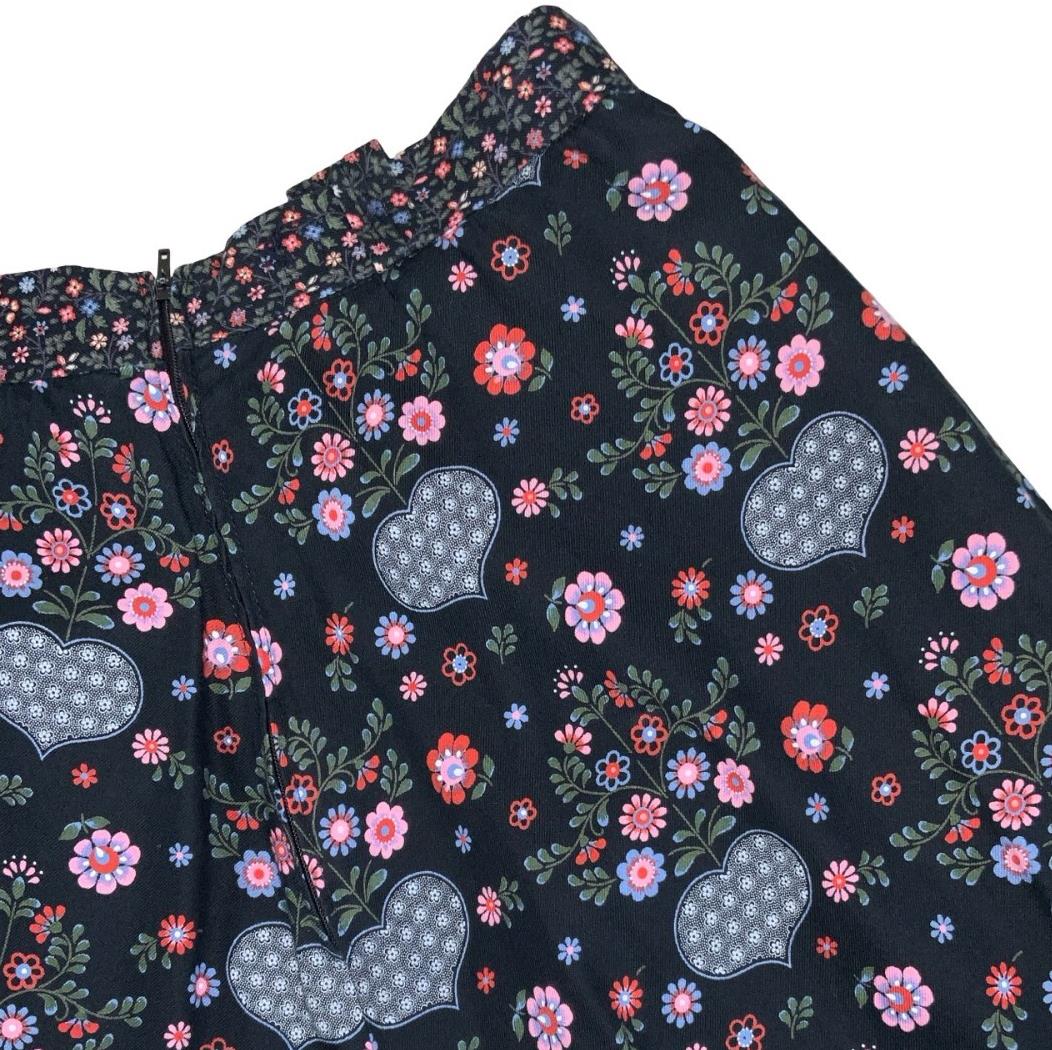 VTG 90s 'YESSICA' by C&A FLORAL BLUE PINK TIERED PRAIRIE FOLK MIDI SKIRT S 8 10