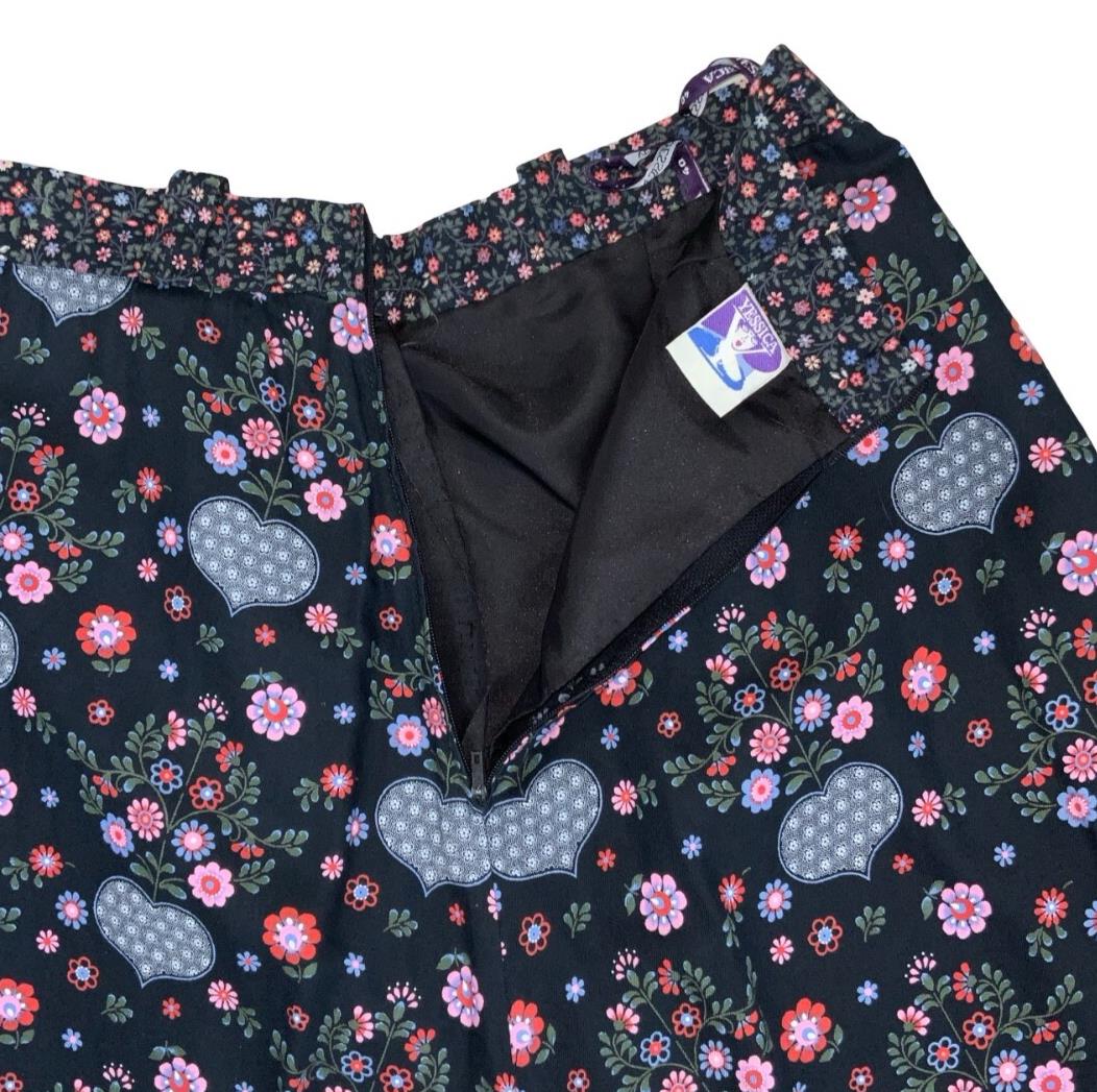 VTG 90s 'YESSICA' by C&A FLORAL BLUE PINK TIERED PRAIRIE FOLK MIDI SKIRT S 8 10