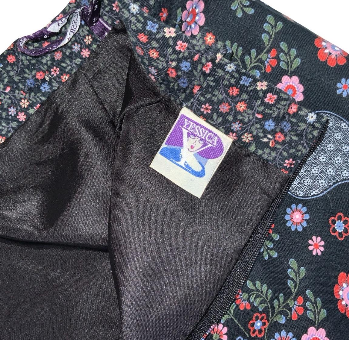 VTG 90s 'YESSICA' by C&A FLORAL BLUE PINK TIERED PRAIRIE FOLK MIDI SKIRT S 8 10