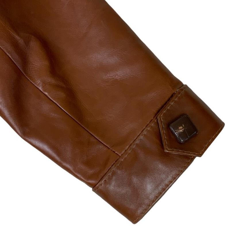 VTG 70s 80s BROWN LEDER-ORT POTSDAM NOTCHED COLLAR CROPPED LEATHER JACKET MEDIUM