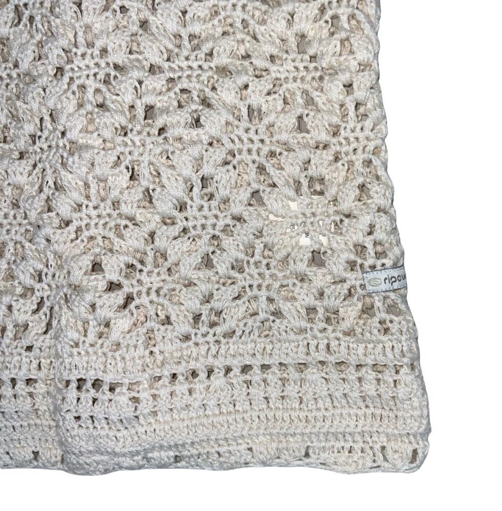 90s Y2K 'RIP CURL' OFF-WHITE FESTIVAL BOHO CROCHET SURF TIE-UP VEST TANK TOP S 8