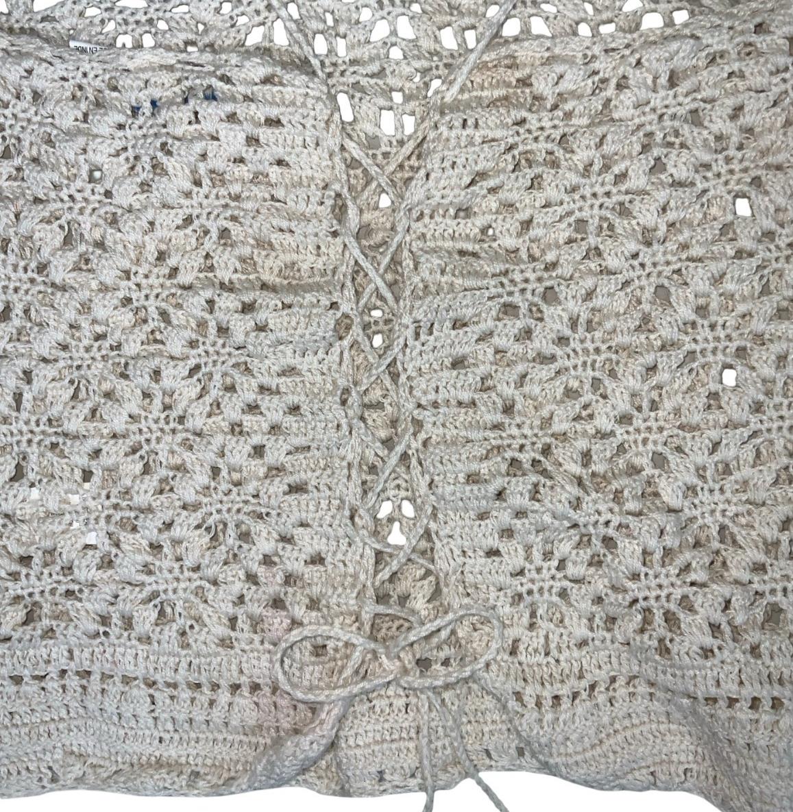 90s Y2K 'RIP CURL' OFF-WHITE FESTIVAL BOHO CROCHET SURF TIE-UP VEST TANK TOP S 8