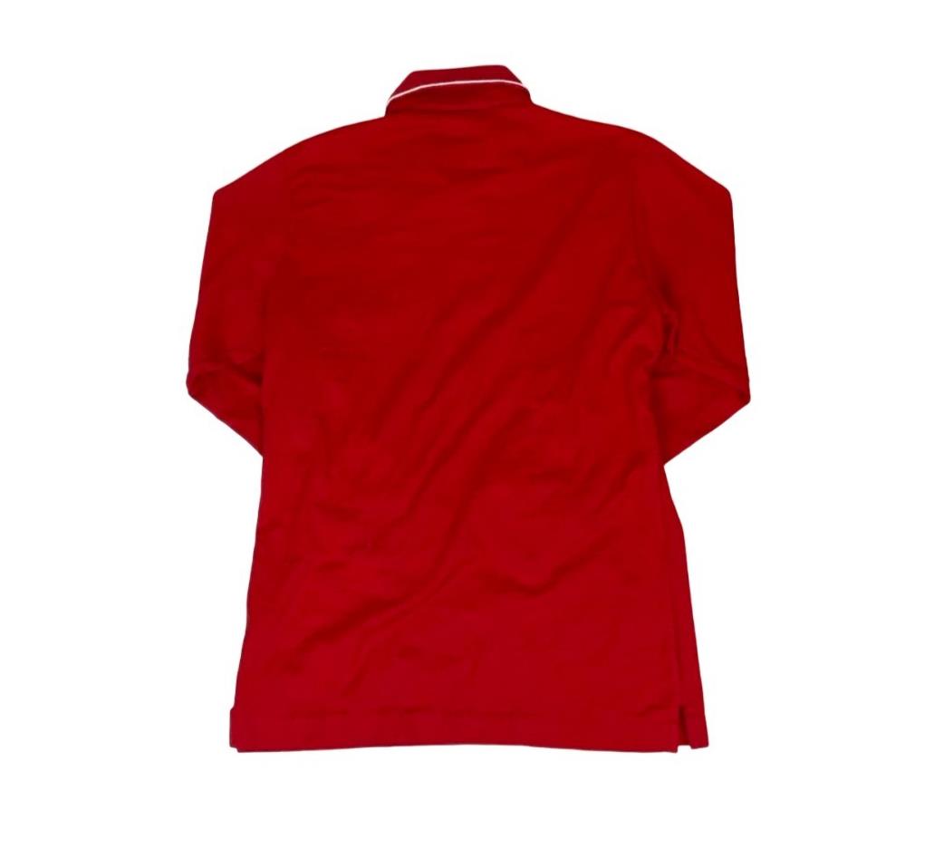 VTG 70s 'BLACK SATAN' TOP VALUE RED DAGGER COLLAR POLO SHIRT SMALL