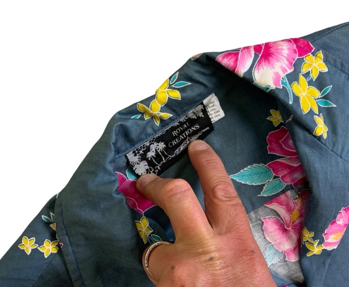 VTG ROYAL CREATIONS HAWAIIAN MADE ALOHA SHIRT COTTON TIKI ROCKABILLY M 40”