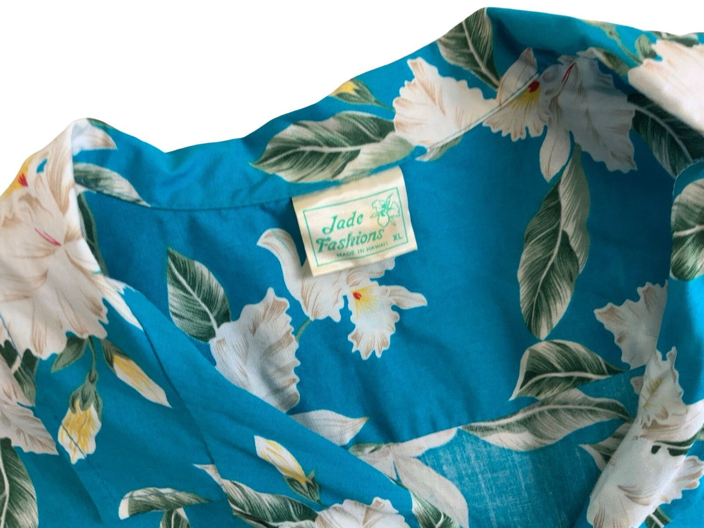 VTG JADE FASHIONS HAWAIIAN MADE ALOHA SHIRT COTTON TIKI ROCKABILLY XL 44”