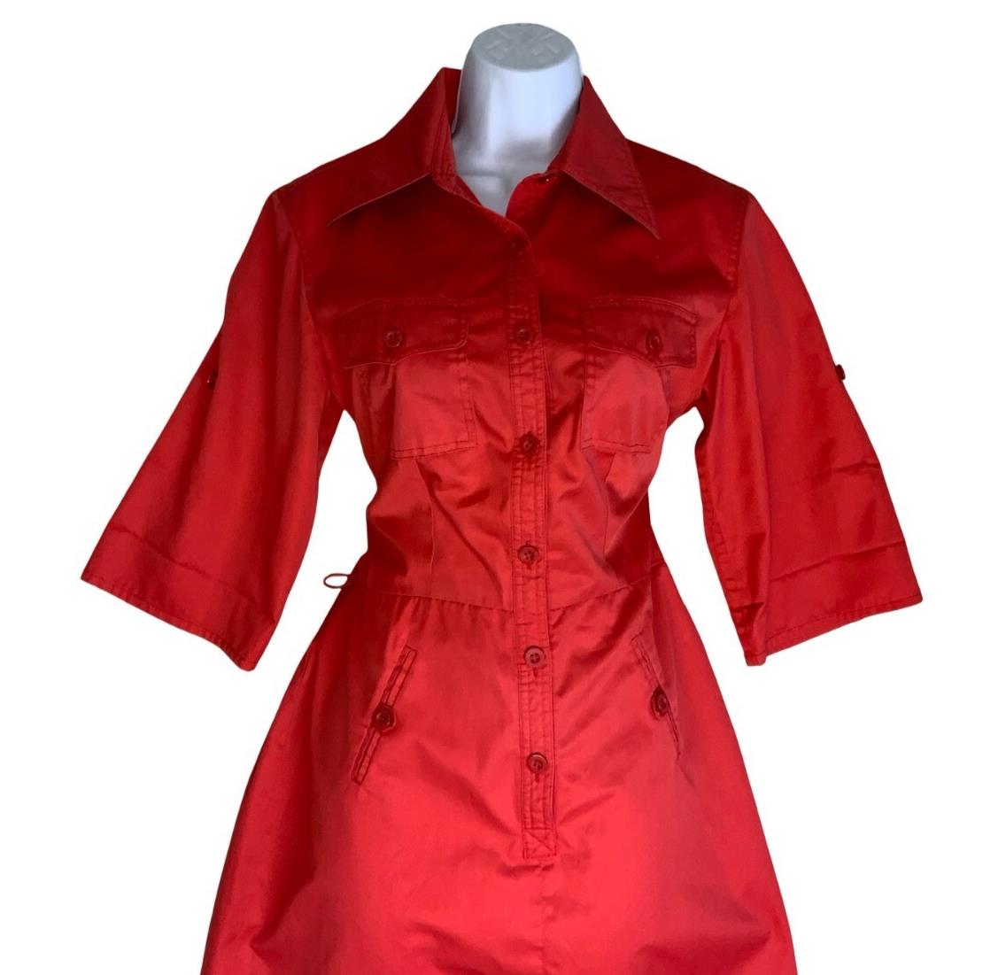 VTG 80s 'BETTY BARCLAY' RED CARGO MIDI HOLIDAY BBQ SUMMER DRESS SMALL 10