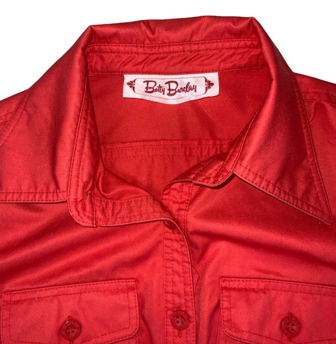 VTG 80s 'BETTY BARCLAY' RED CARGO MIDI HOLIDAY BBQ SUMMER DRESS SMALL 10