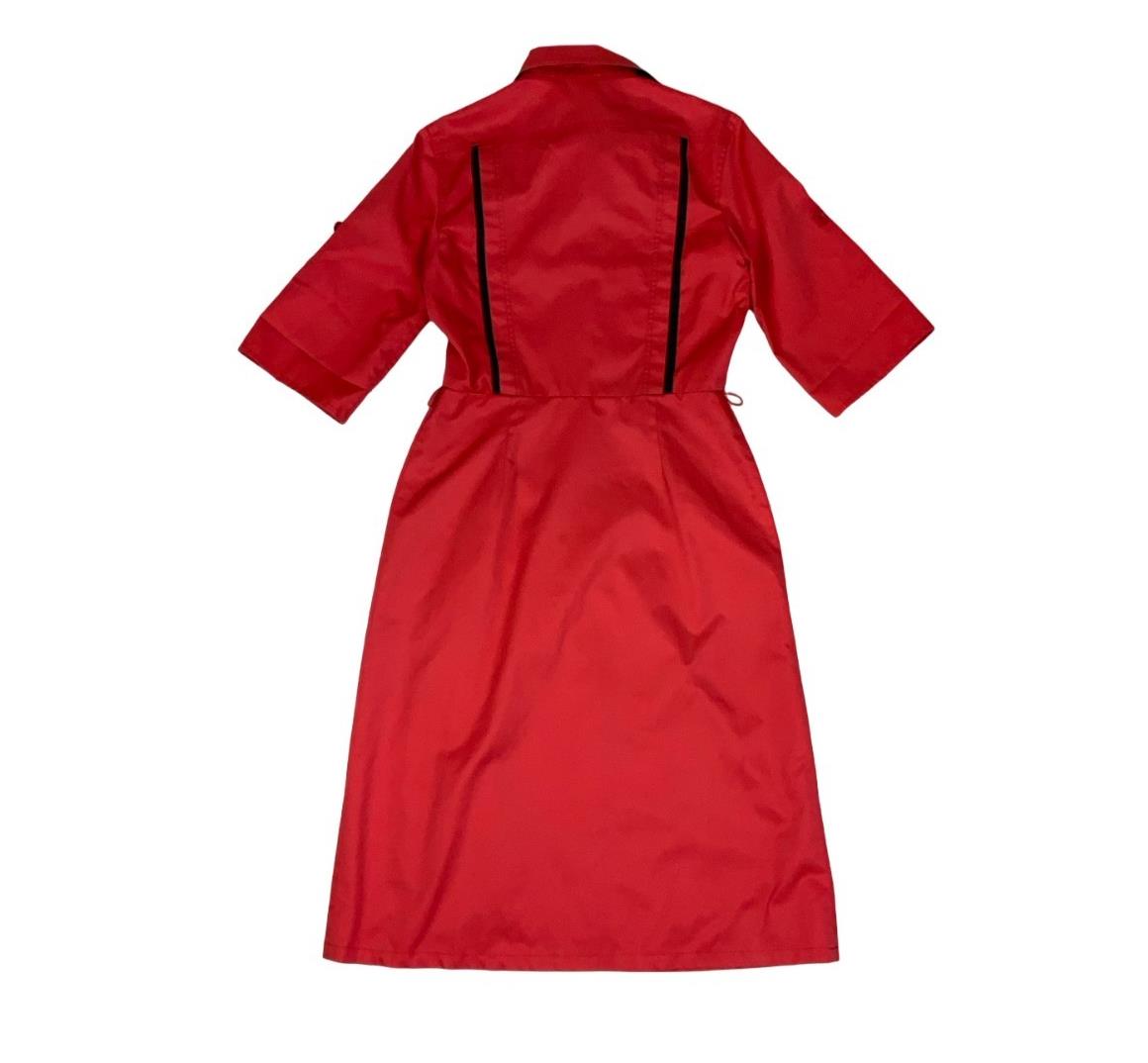 VTG 80s 'BETTY BARCLAY' RED CARGO MIDI HOLIDAY BBQ SUMMER DRESS SMALL 10
