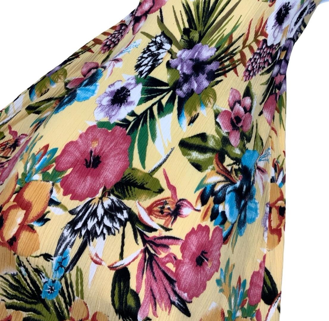 VTG 'HIBISCUS COLLECTION HAWAII' TINA'S CREATION YELLOW FLORAL HAWAIIAN DRESS M