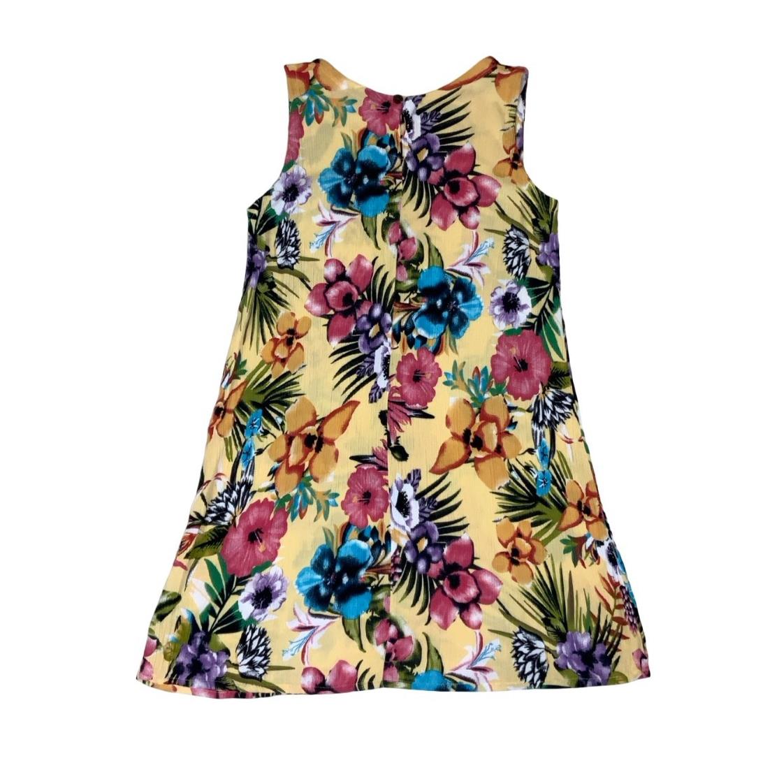 VTG 'HIBISCUS COLLECTION HAWAII' TINA'S CREATION YELLOW FLORAL HAWAIIAN DRESS M