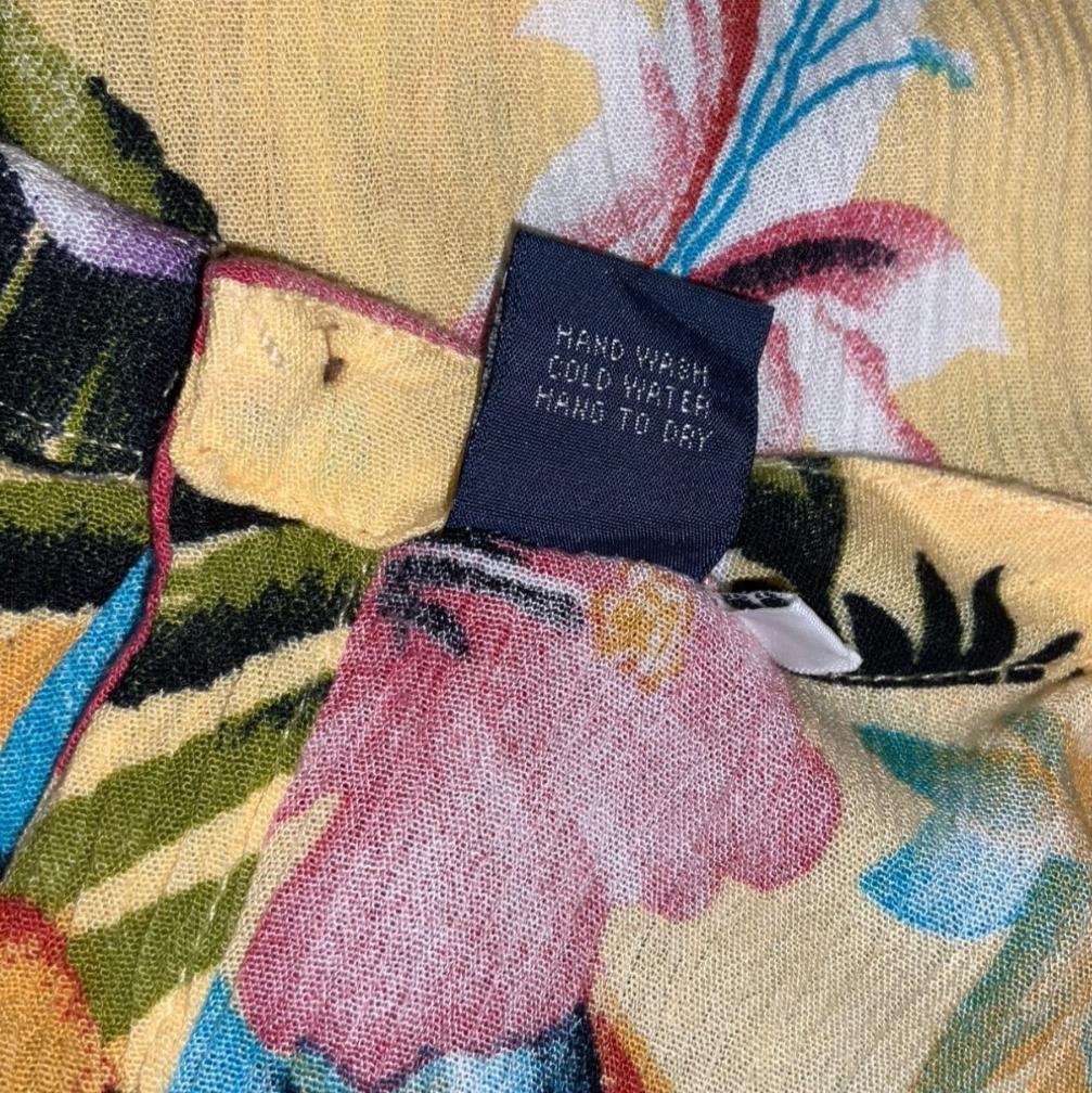 VTG 'HIBISCUS COLLECTION HAWAII' TINA'S CREATION YELLOW FLORAL HAWAIIAN DRESS M