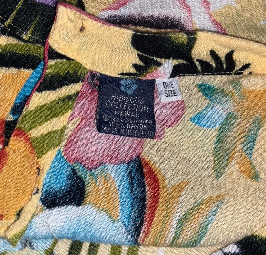 VTG 'HIBISCUS COLLECTION HAWAII' TINA'S CREATION YELLOW FLORAL HAWAIIAN DRESS M