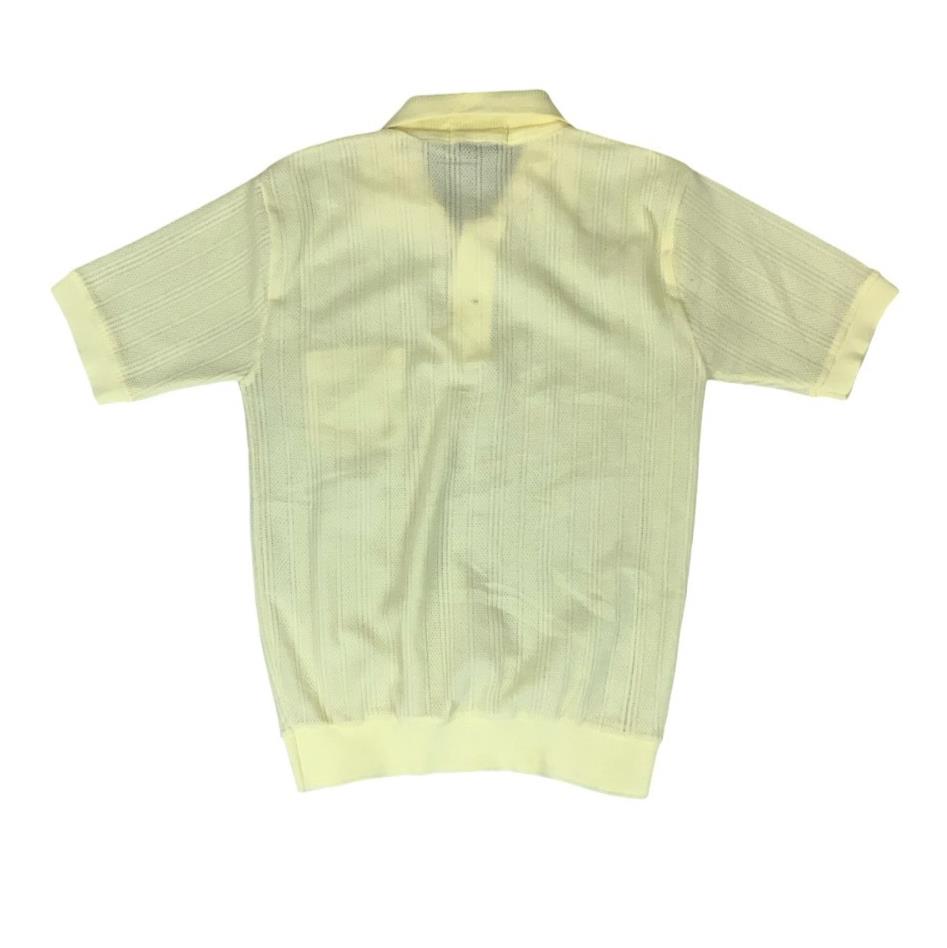 VTG 80s 'MARTEL' MENS YELLOW SHORT SLEEVED KNITTED POLO SHIRT SMALL