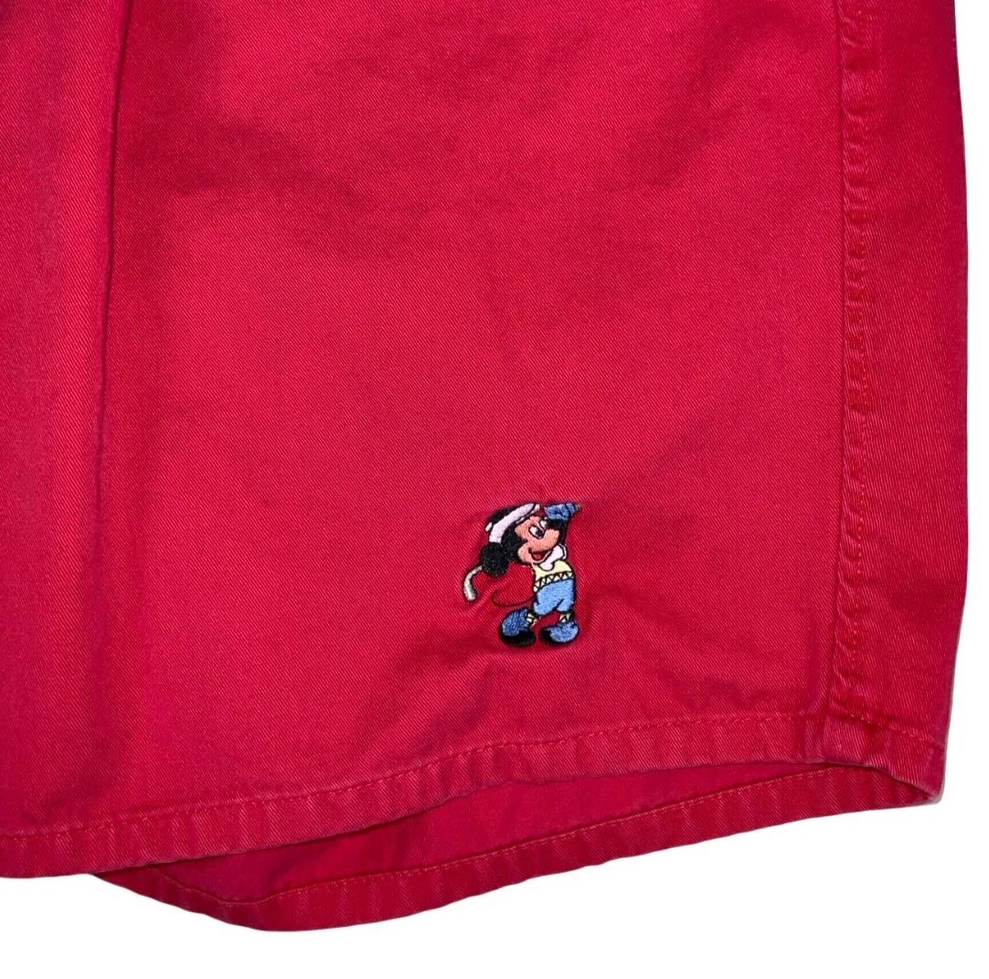 VTG 90s 'The NATURAL THOMPSON' RED WALT DISNEY MICKEY MOUSE EMBROIDERED SHORTS S