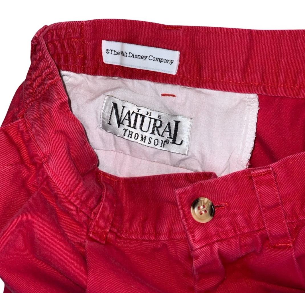 VTG 90s 'The NATURAL THOMPSON' RED WALT DISNEY MICKEY MOUSE EMBROIDERED SHORTS S