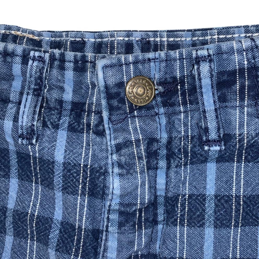 VTG 90s 'LEE' BLUE HIGH-WAIST DENIM CHECK GINGHAM SUMMER MOM SHORTS SMALL 10