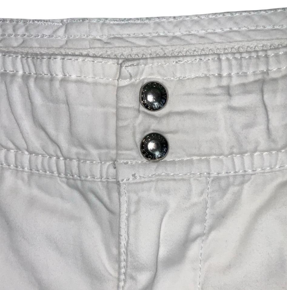 VTG 90s y2k 'TOMMY HILFIGER' WHITE CARGO RUCHED SNAP BUTTON SUMMER SHORTS M 12